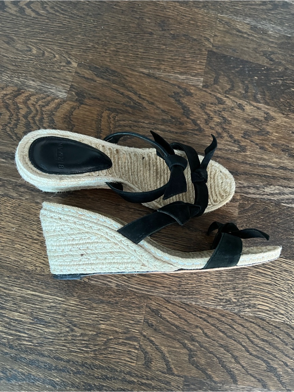 Alexander Birman Black Bow Espadrille Wedge Sandals - Women